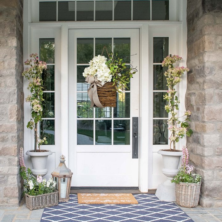 šMother's Day GiftšCream Hydrangea Door Hanger Basket Wreath