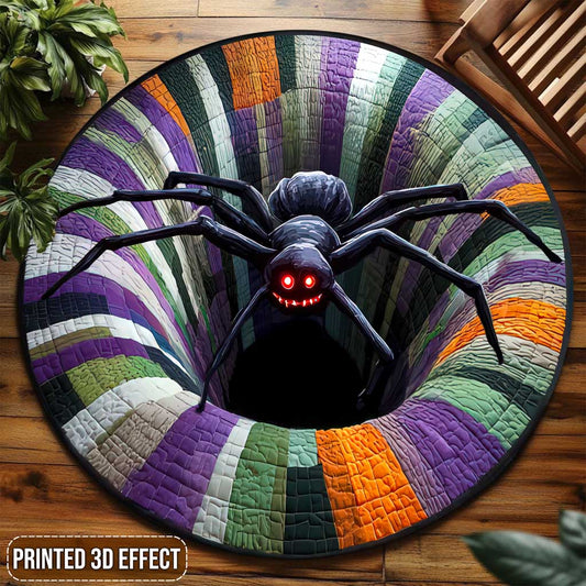 Black Spider Halloween 3D Printed Rug, Spooky Season Home Decor