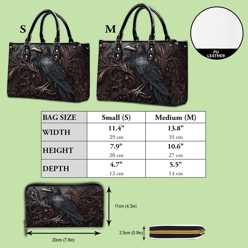Gothic Raven PU Leather Handbag 🖤 Halloween Crow Shoulder Bag