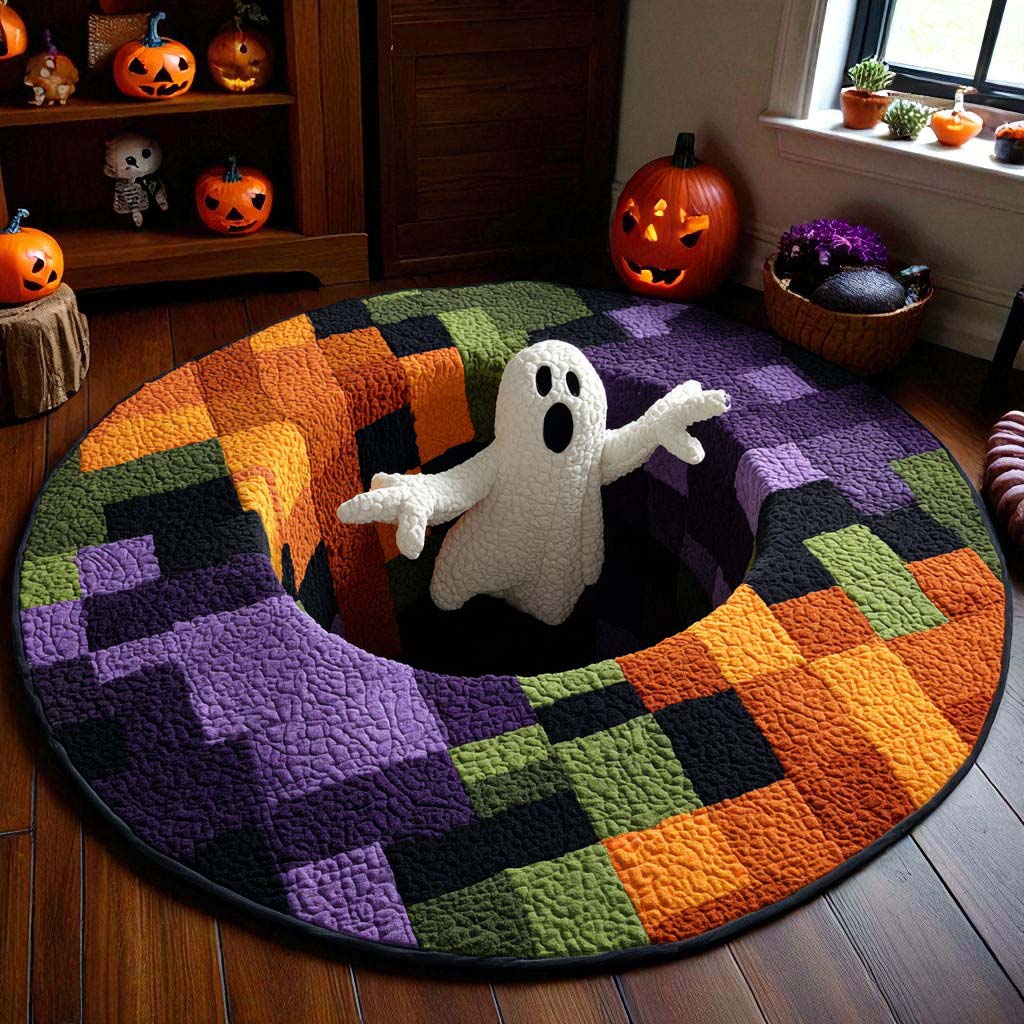 Halloween Optical Illusion Rug, Cute Ghost 3D Effect Rug