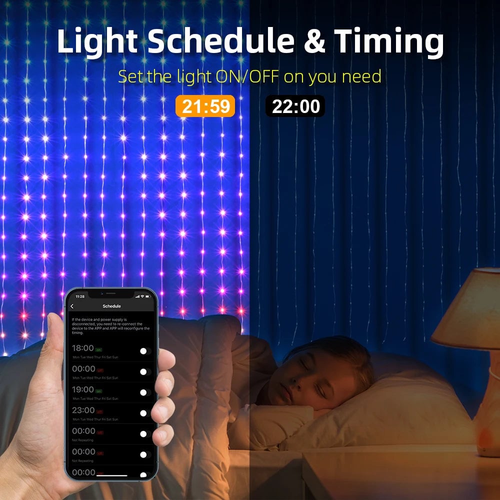 🔥2024 New Year Hot Sale🎁Color Waves LED Curtain Sync Lights