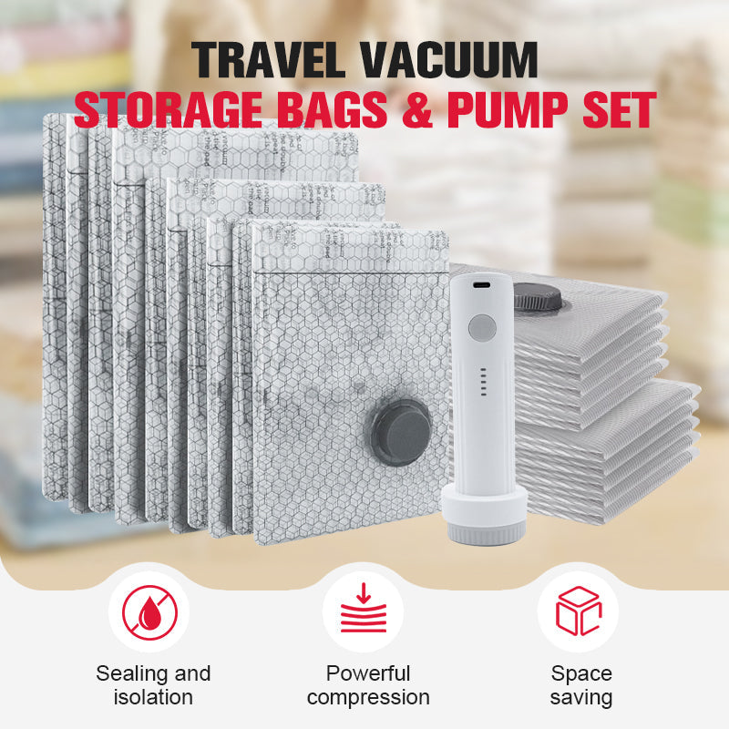 🔥LAST DAY -🔥 Travel Vacuum Storage Bags & Portable Pump Set
