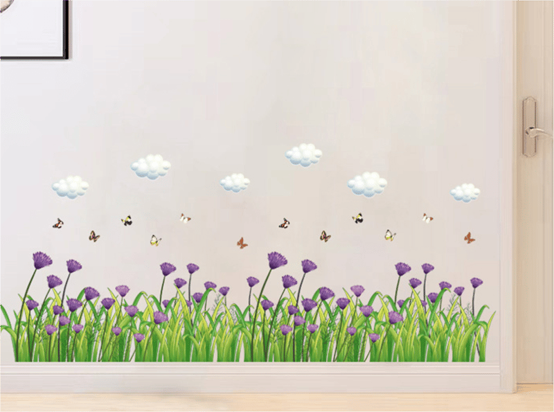 Nature Flowers Green Grass Wall Decoration Stickers Home Decoration