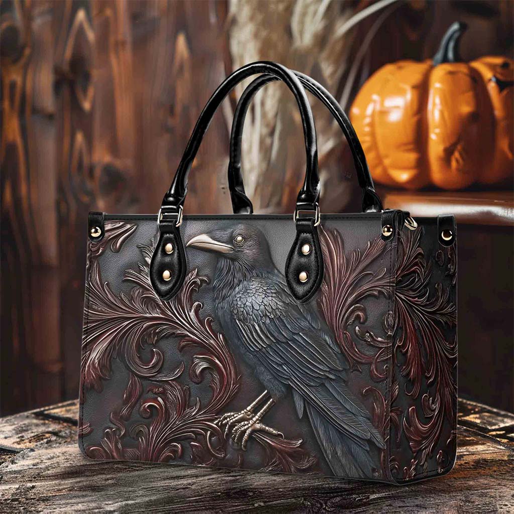 Gothic Raven PU Leather Handbag 🖤 Halloween Crow Shoulder Bag