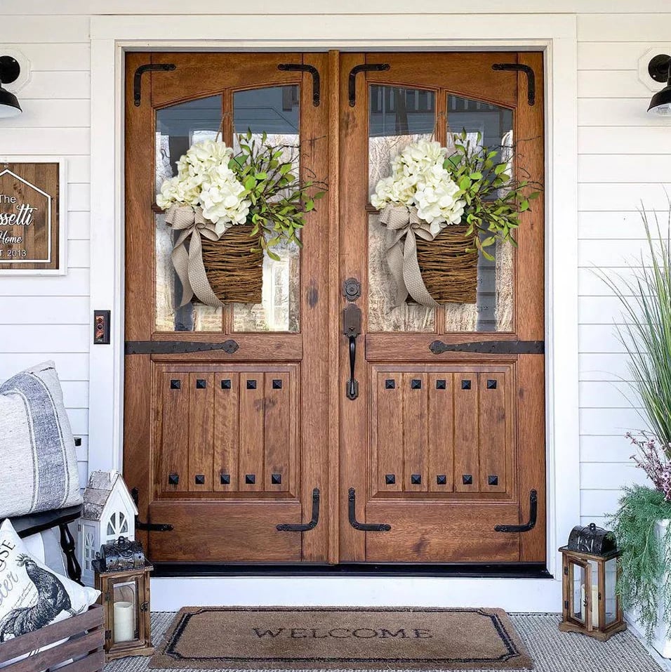 🎁Mother's Day Gift💐Cream Hydrangea Door Hanger Basket Wreath