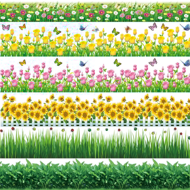 Nature Flowers Green Grass Wall Decoration Stickers Home Decoration
