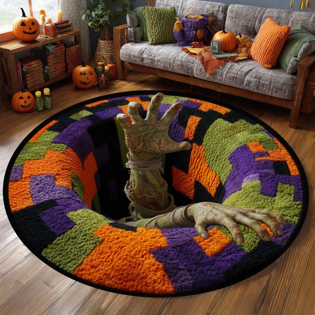 Halloween Optical Illusion Rug, Spooky Skeleton 3D Effect Rug