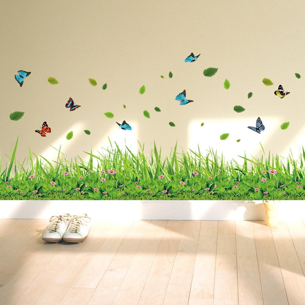 Nature Flowers Green Grass Wall Decoration Stickers Home Decoration