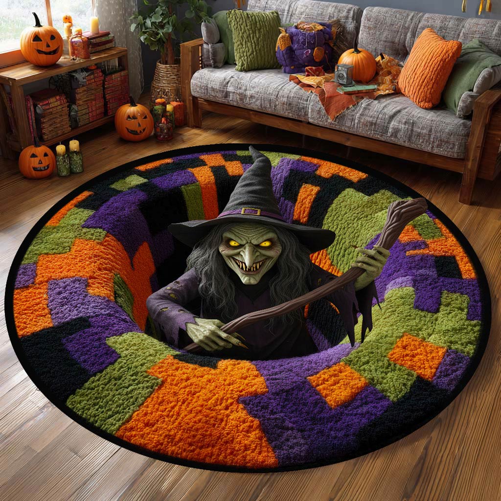 Halloween Optical Illusion Rug, Spooky Skeleton 3D Effect Rug
