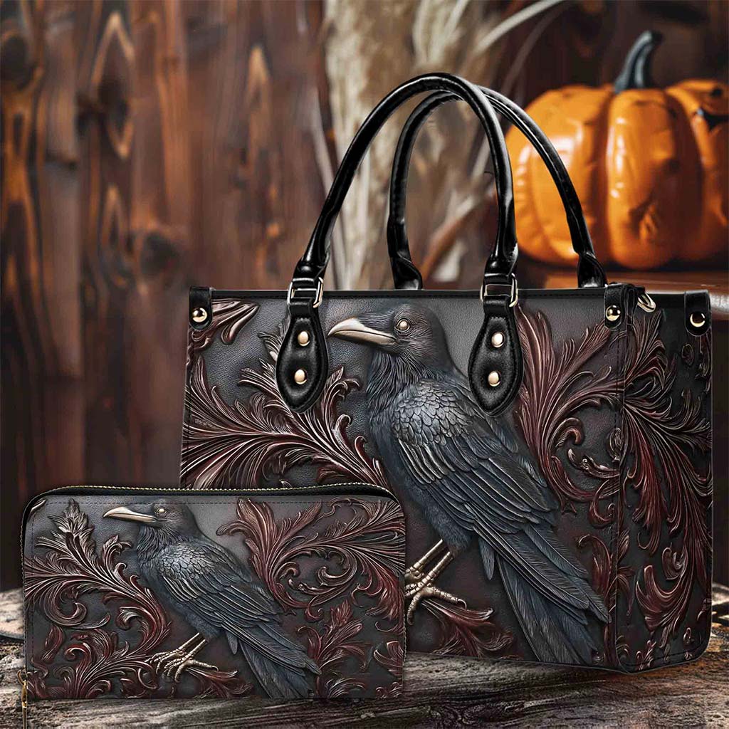 Gothic Raven PU Leather Handbag 🖤 Halloween Crow Shoulder Bag
