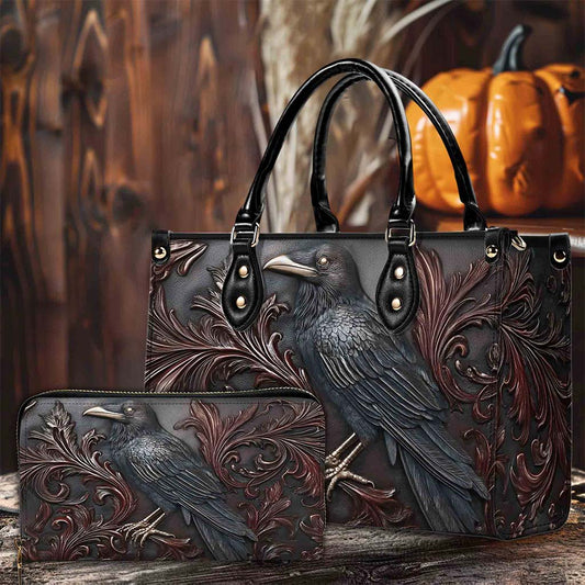 Gothic Raven PU Leather Handbag 🖤 Halloween Crow Shoulder Bag