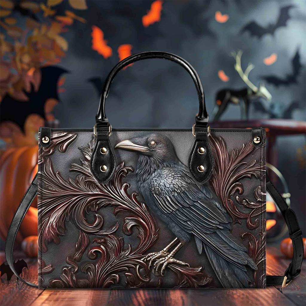 Gothic Raven PU Leather Handbag 🖤 Halloween Crow Shoulder Bag
