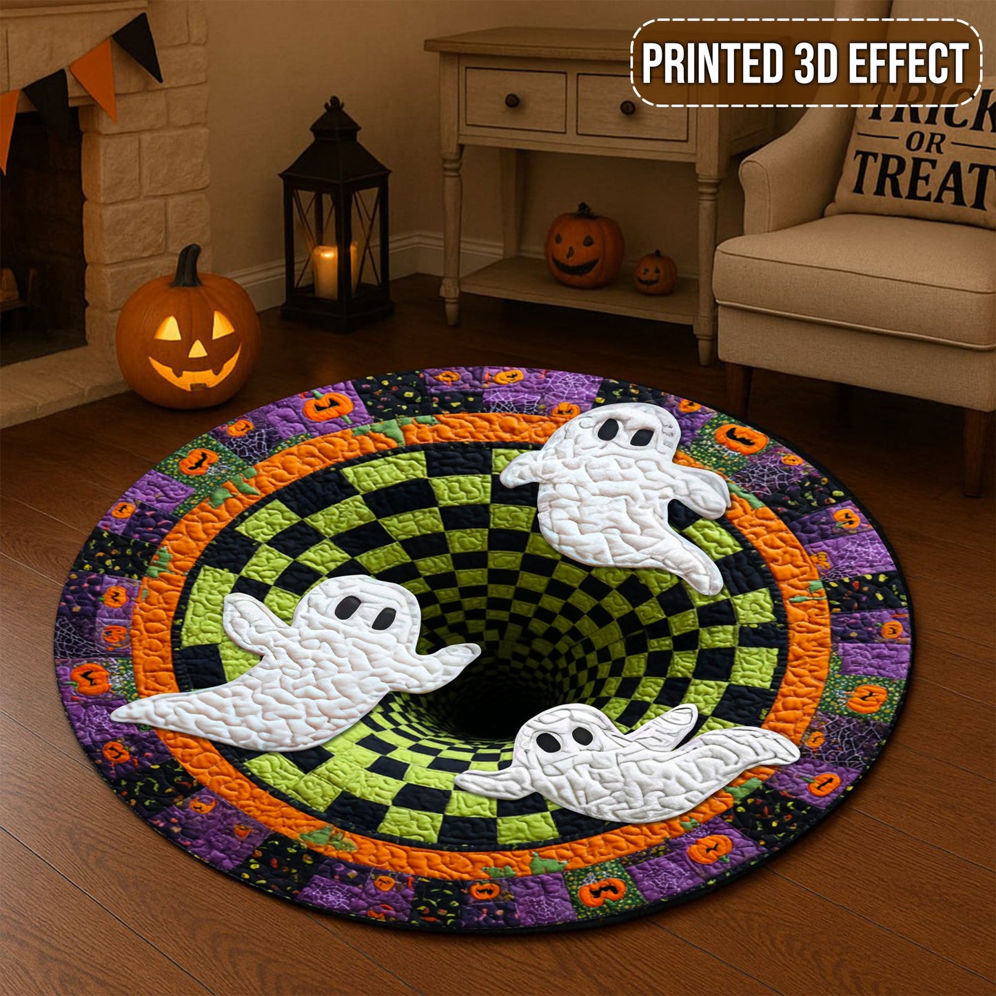 Halloween Cute Ghost 3D Printed Rug
