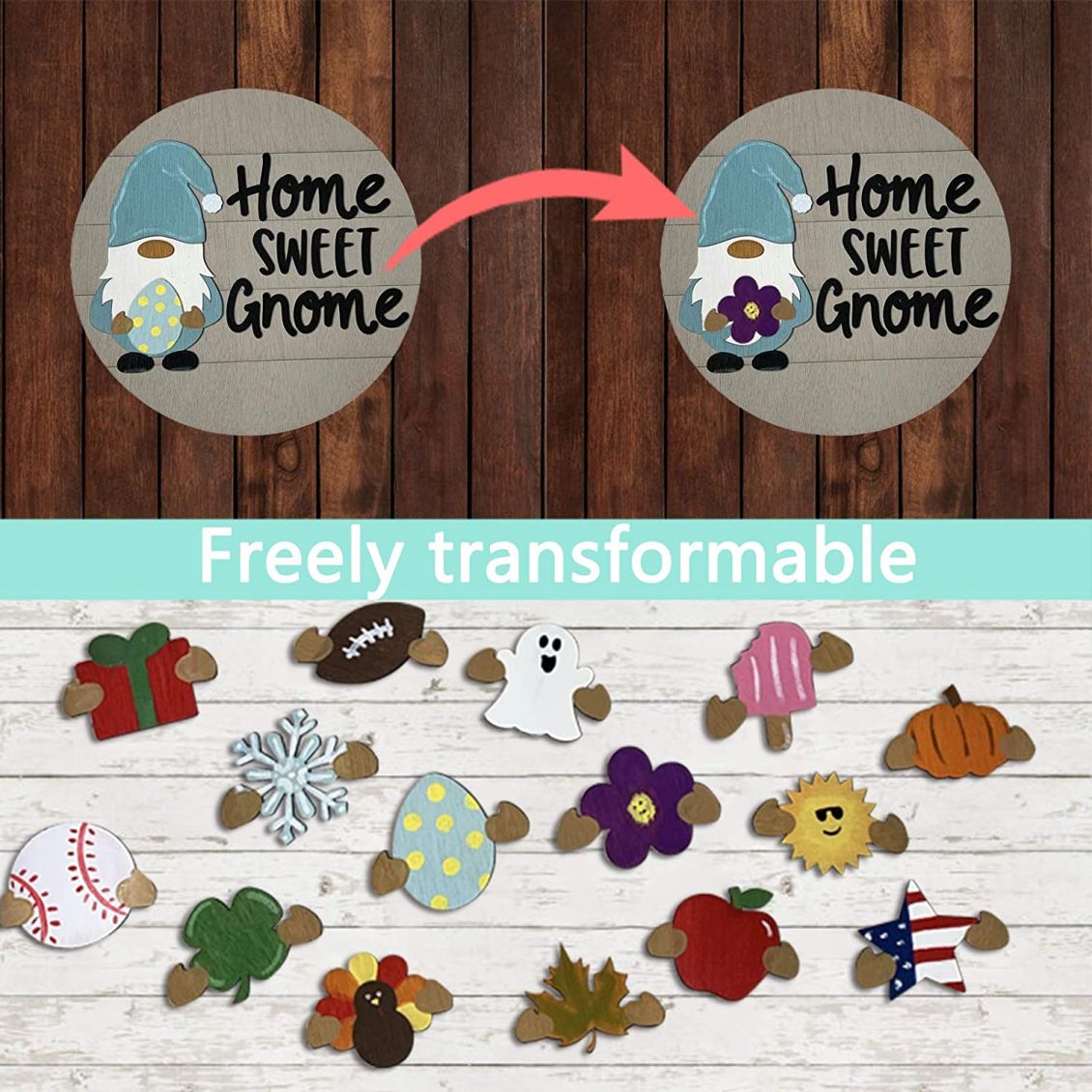 🎉 49% OFF 🎉-Cute 3D Seasonal Interchangeable Gnome Door Hanger