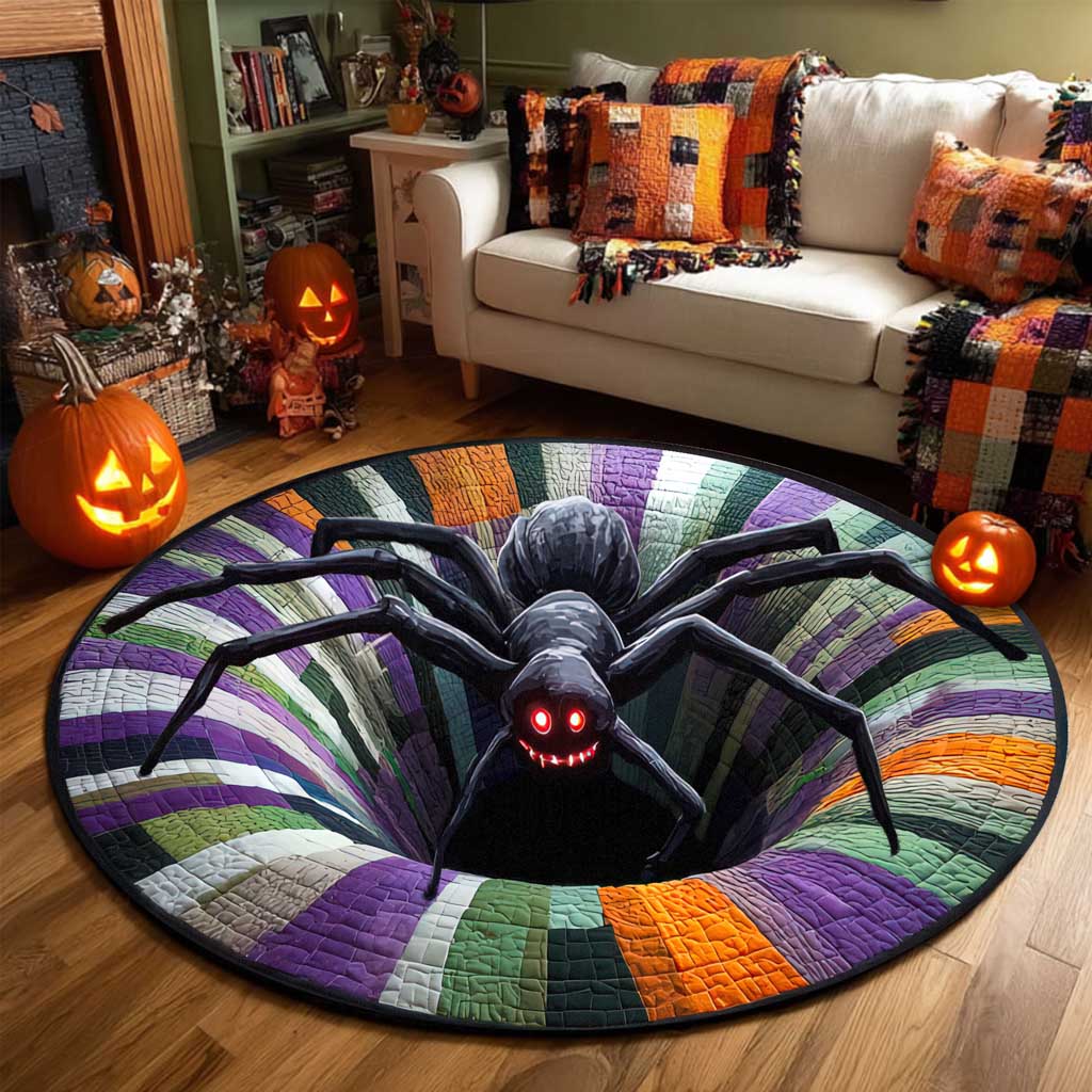 Black Spider Halloween 3D Printed Rug, Spooky Season Home Decor