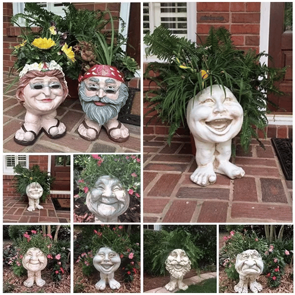 (Gardening Upgrades)MUGGLY'S THE FACE STATUE PLANTER