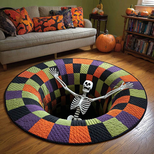 Halloween Optical Illusion Rug, Spooky Skeleton 3D Effect Rug
