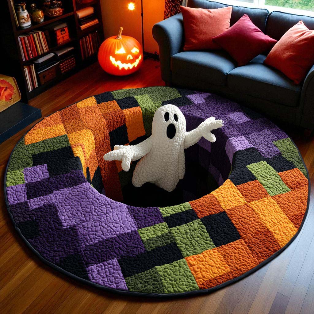 Halloween Optical Illusion Rug, Cute Ghost 3D Effect Rug