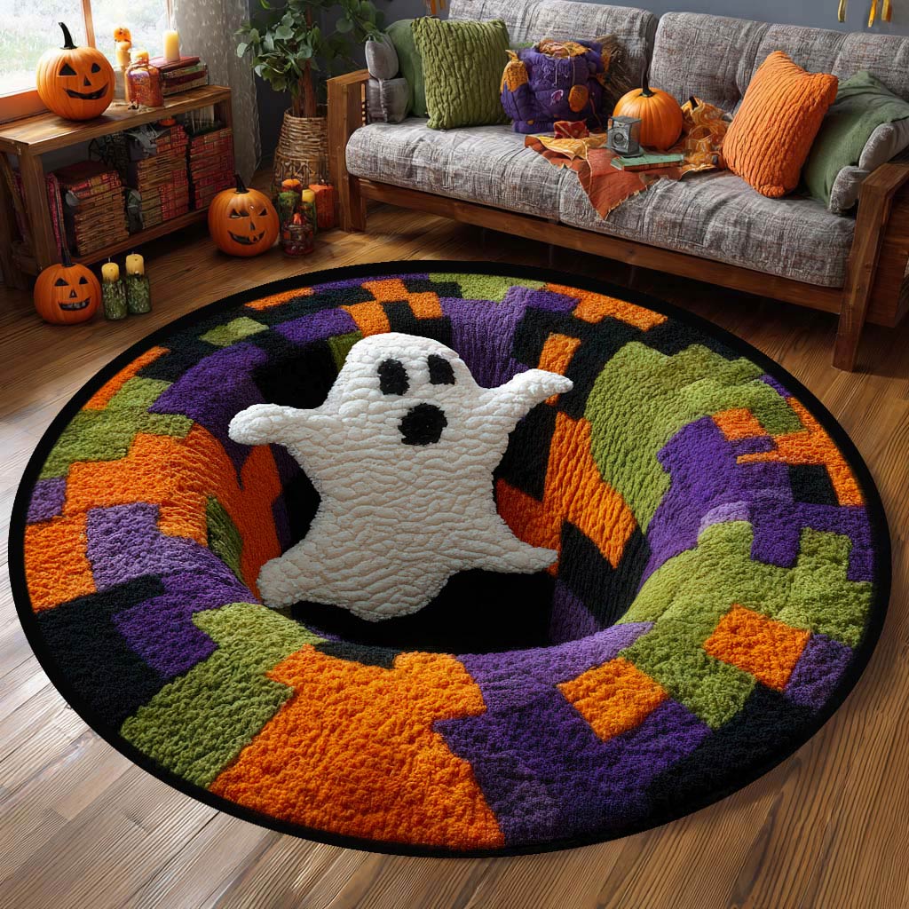Halloween Optical Illusion Rug, Spooky Skeleton 3D Effect Rug