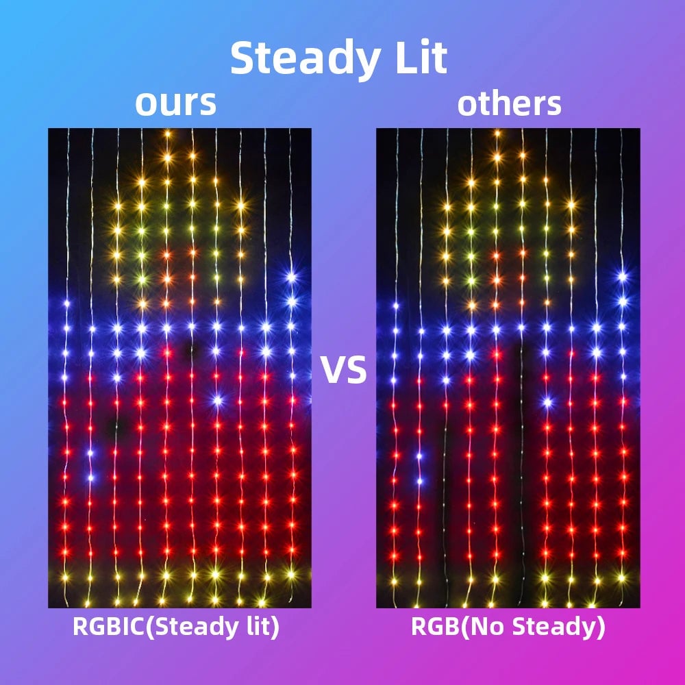 🔥2024 New Year Hot Sale🎁Color Waves LED Curtain Sync Lights