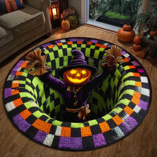 Creepy Scarecrow Halloween 3D Printed Rug, Halloween Round Mat