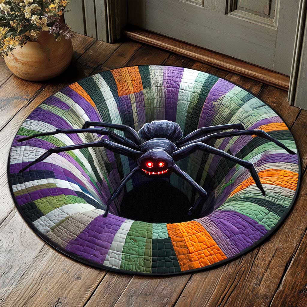 Black Spider Halloween 3D Printed Rug, Spooky Season Home Decor