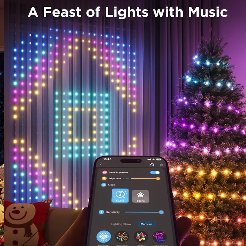 🔥2024 New Year Hot Sale🎁Color Waves LED Curtain Sync Lights