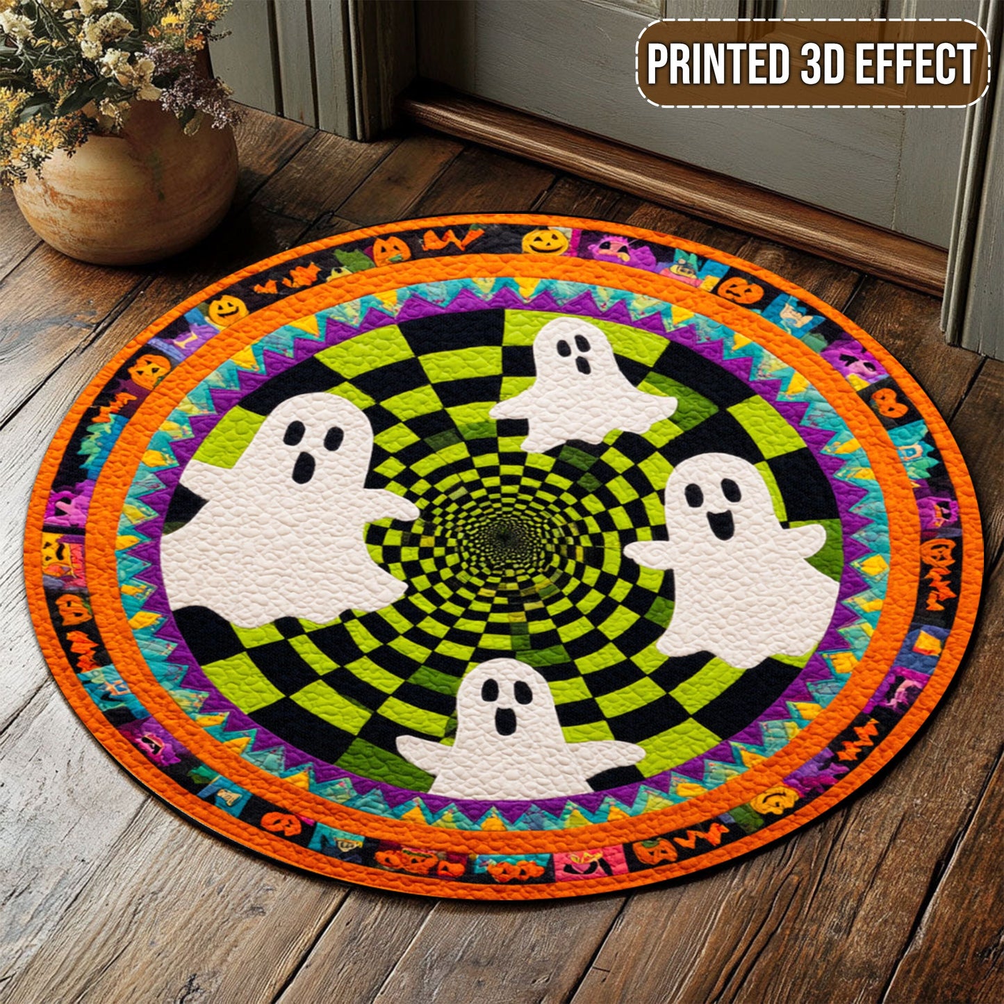 Halloween Cute Ghost 3D Printed Rug