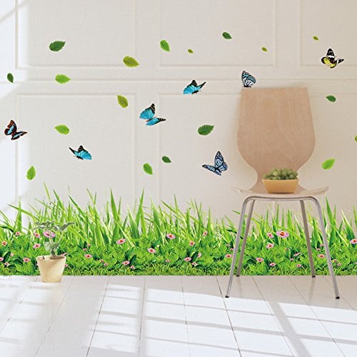 Nature Flowers Green Grass Wall Decoration Stickers Home Decoration