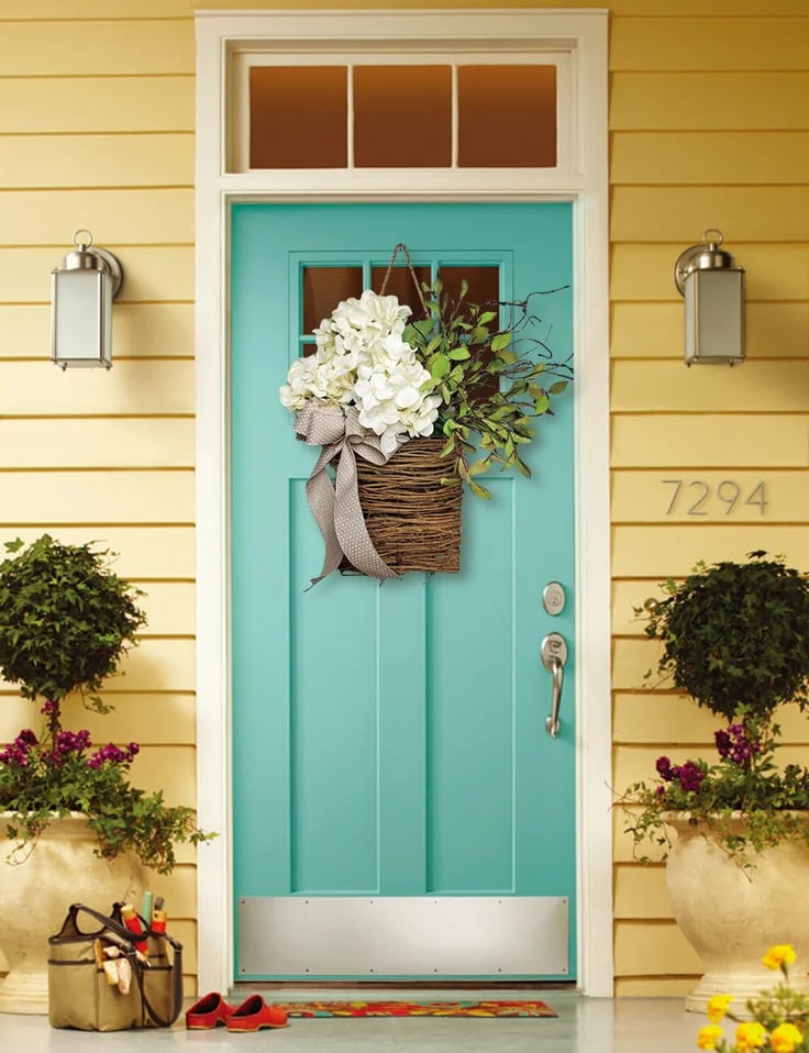 🎁Mother's Day Gift💐Cream Hydrangea Door Hanger Basket Wreath