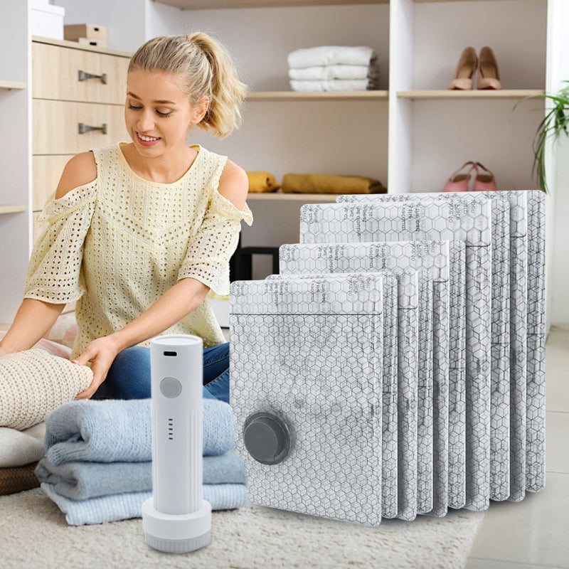 🔥LAST DAY  -🔥 Travel Vacuum Storage Bags & Portable Pump Set